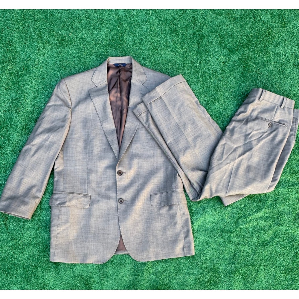 Brooks Brothers 346 Madison Fit Suit Grey Glen Plaid Wool 2 Piece 41R 35W 29L